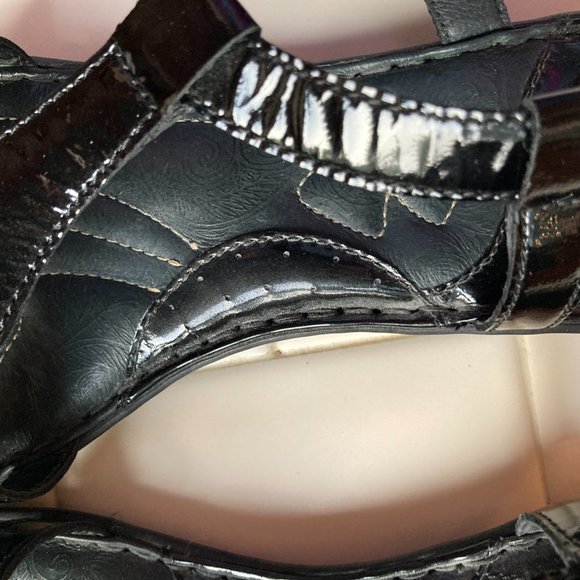 Born Thong Sandals Sz 8 Black Patent Leather Sling Back Women's Comfort Casual - Picture 8 of 14